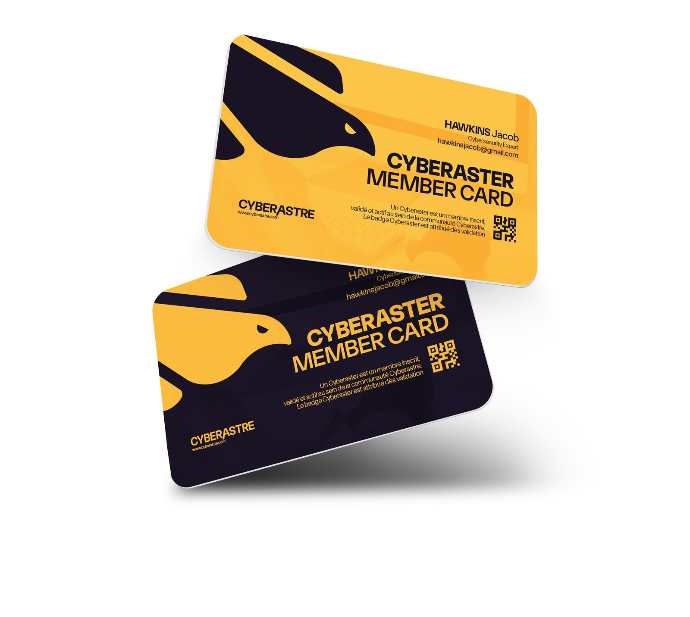 Les cartes de la communauté Cyberaster, jaunes et violettes